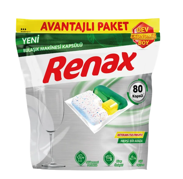 RENAX BULAŞIK MAKİNESİ KAPSÜLÜ 80'Lİ